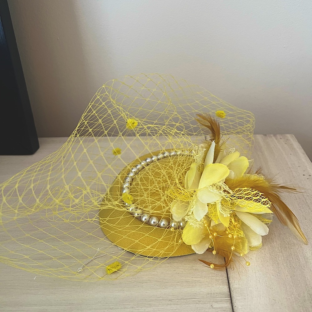 Custom Yellow Fascinator and Derby Hat